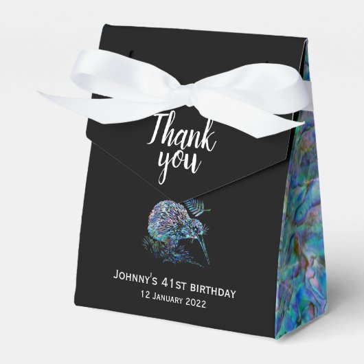 PERSONALISIERTE NEUE ZEALAND KIWI PAUA FAVOR BOX GESCHENKSCHACHTEL (Vorderseite)