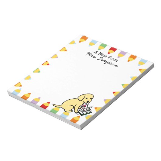 Personalisierte, neugierige, gelbe Labrador-Editor Notizblock (Rotiert)