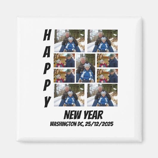 Personalisierte Neujahrs-9-Foto-Collage Magnet (Vorne)