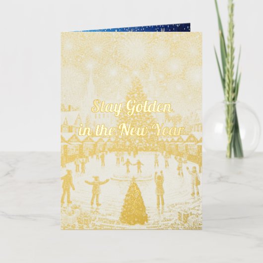 Personalisierte Neujahrsgrüße in Gold (Vorderseite)