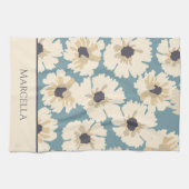 Personalisierte neutrale und blaue Blumenmuster Geschirrtuch (Horizontal)