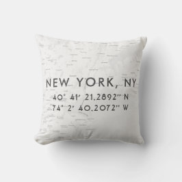 Personalisierte New York City Map | Light Gray Kissen