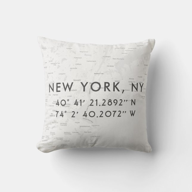 Personalisierte New York City Map | Light Gray Kissen (Vorderseite)