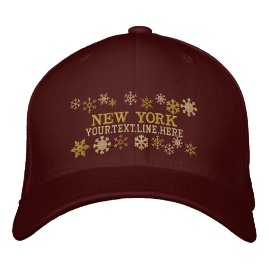 Personalisierte New Yorker Winterschneeflocken Bestickte Baseballkappe (Vorderseite)