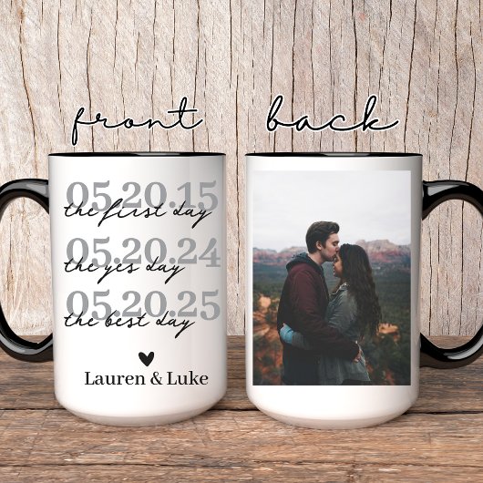 Personalisierte Newlyweds Couple Foto & Date Tasse