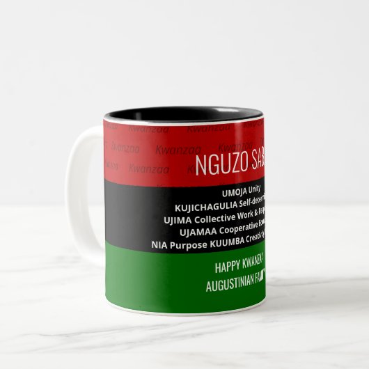 Personalisierte NGUZO SABA 7 Grundsätze Glückwunsc Zweifarbige Tasse (Vorderseite Links)