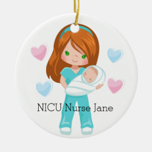 Personalisierte NICU Nurse Holding Baby Christmas Keramik Ornament