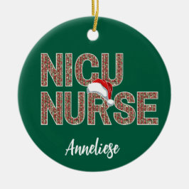 Personalisierte NICU Nurse Weihnachtsmannmütze Keramik Ornament