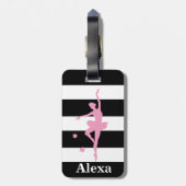 Personalisierte Niedlich-Gelbe Rosa Ballerina Gepäckanhänger (Rückseite vertikal)