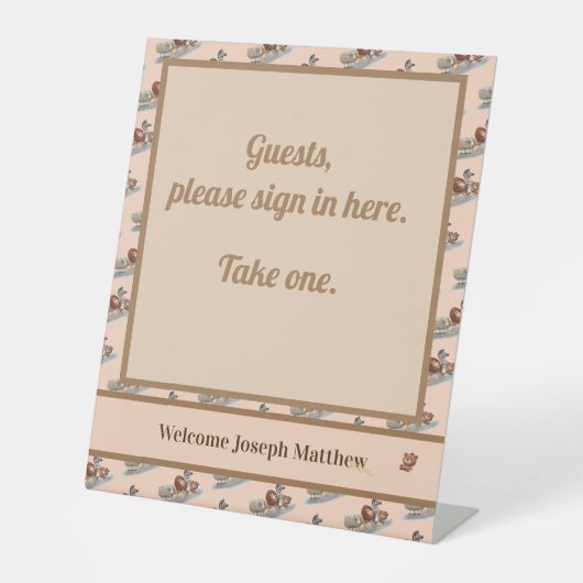 Personalisierte Niedlich gestopfte Tiere Kinderdus Sockelschild (Vorderseite)