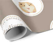 Personalisierte Niedlich Hamster-Muster Geburtstag Geschenkpapier (Rolleneckpunkt)