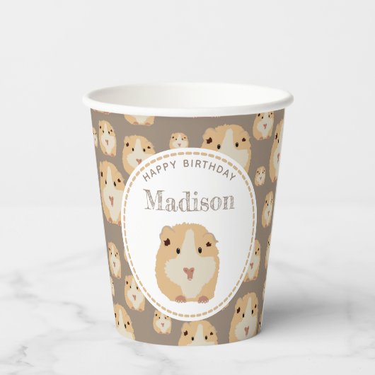 Personalisierte Niedlich Hamster-Muster Geburtstag Pappbecher (Rückseite)