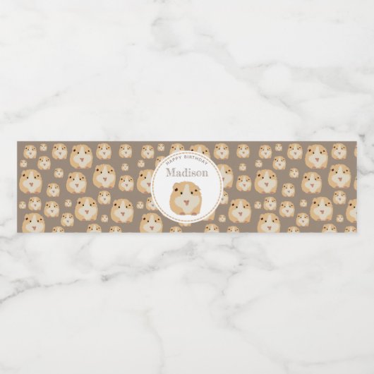 Personalisierte Niedlich Hamster-Muster Geburtstag Wasserflaschenetikett (Einzelnes Label)