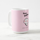 Personalisierte niedlich-rosa Geburtstagsgeschicht Kaffeetasse (Vorderseite Links)