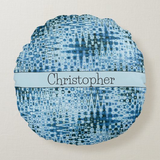 Personalisierte Niedliche Abstrakte Blues Rundes Kissen (Vorderseite)