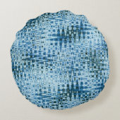 Personalisierte Niedliche Abstrakte Blues Rundes Kissen (Rückseite)