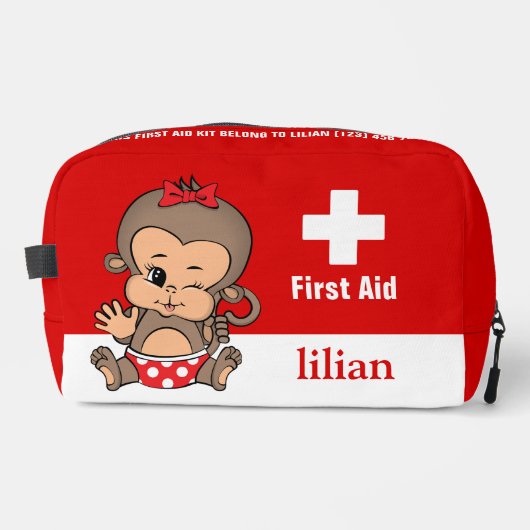 Personalisierte Niedliche Affen-Erste-Hilfe-Kit-Ve Waschbeutel (Vorderseite)
