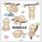 Personalisierte Niedliche Alberne Sleepy Sloth Sti Aufkleber (Blatt)
