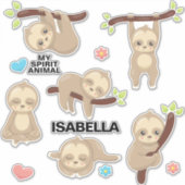 Personalisierte Niedliche Alberne Sleepy Sloth Sti Aufkleber (Vorderseite)