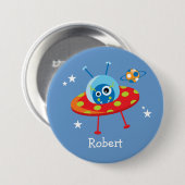 Personalisierte Niedliche Alien Raumfahrt Button (Vorne & Hinten)
