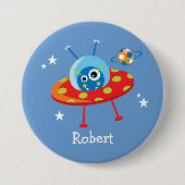 Personalisierte Niedliche Alien Raumfahrt Button (Vorderseite)