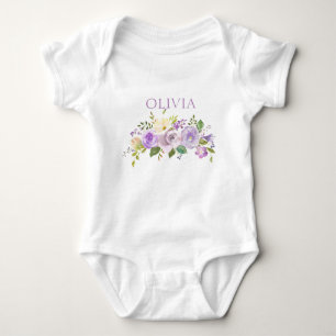 Personalisierte Niedliche Aquarellfärbung Lila Baby Strampler