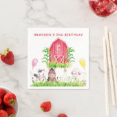 Personalisierte Niedliche Aquarellfarm Geburtstag Serviette (Beispiel)