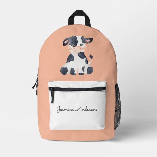 Personalisierte niedliche Aquarellschule Bedruckter Rucksack (Vorderseite)