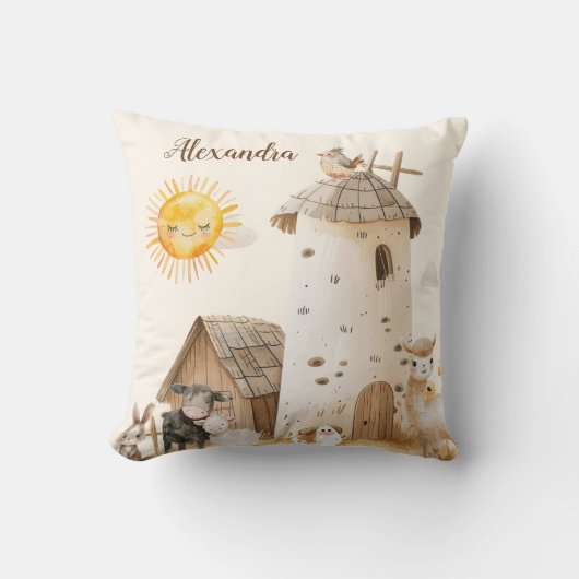 Personalisierte Niedliche Aquarelltiere Kissen (Vorderseite)