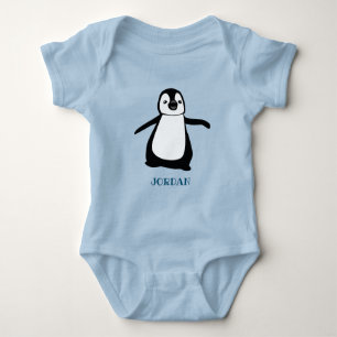 Personalisierte niedliche Baby-Blue-Pinguin-Abbild Baby Strampler