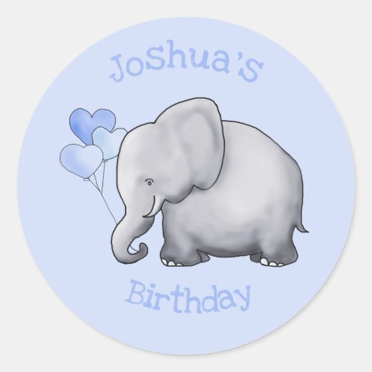 Personalisierte Niedliche Baby Elephant Geburtstag Runder Aufkleber (Vorderseite)