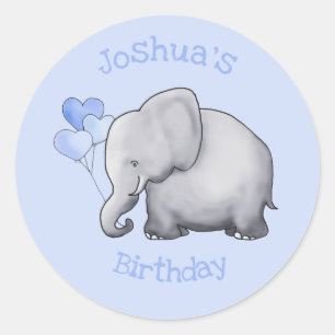 Personalisierte Niedliche Baby Elephant Geburtstag Runder Aufkleber