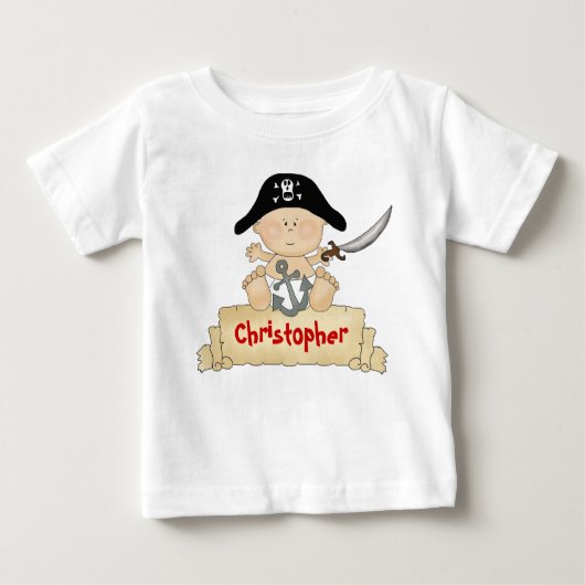 Personalisierte Niedliche Baby Pirate Boys Baby T-shirt (Vorderseite)