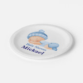 Personalisierte Niedliche Babydusche Pappteller (Schrägansicht)