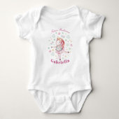 Personalisierte Niedliche Ballerina Unicorn Baby G Baby Strampler (Vorderseite)