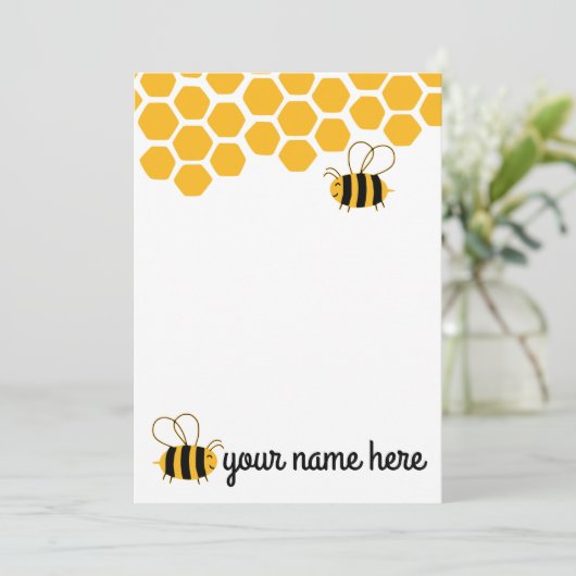 Personalisierte Niedliche Bienennotecards Einladung (Stehend Vorderseite)