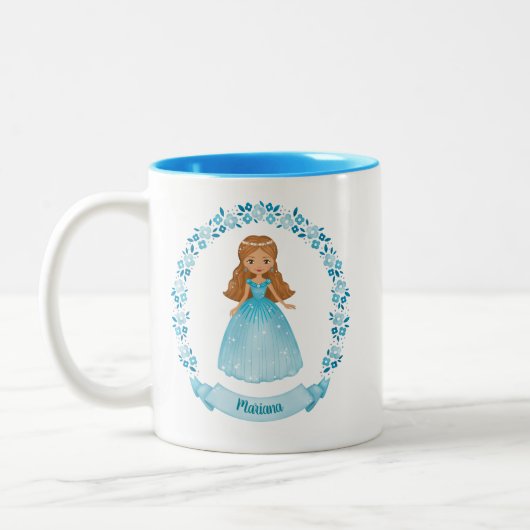 Personalisierte Niedliche Blaue Königliche Prinzes Zweifarbige Tasse (Links)