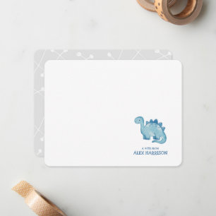 Personalisierte Niedliche Blue Dinosaurier-Note-Ka Mitteilungskarte