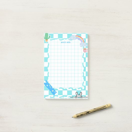 personalisierte niedliche Blue-Post-it-Notizen Post-it Klebezettel (Auf Schreibtisch)