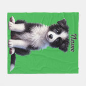 Personalisierte Niedliche Border Collie Puppy Fleecedecke (Vorderseite (Horizontal))