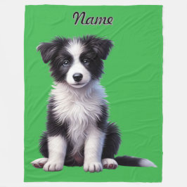 Personalisierte Niedliche Border Collie Puppy Fleecedecke