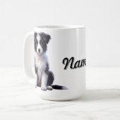Personalisierte Niedliche Border Collie Puppy Kaffeetasse (Vorderseite Links)