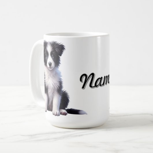 Personalisierte Niedliche Border Collie Puppy Kaffeetasse (Vorderseite Links)