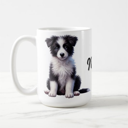 Personalisierte Niedliche Border Collie Puppy Kaffeetasse (Links)
