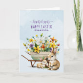 Personalisierte Niedliche Bunnies Grandson Ostern Feiertagskarte (Vorderseite)