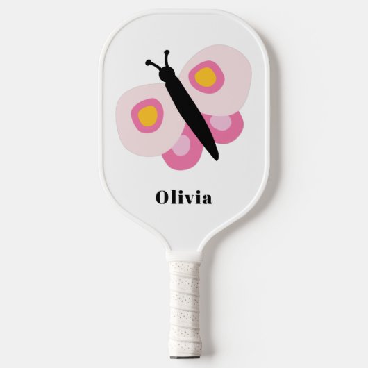 Personalisierte Niedliche Butterfly Girls Rosa Mus Pickleball Schläger (Vorderseite)