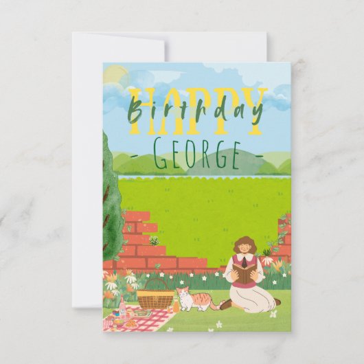 Personalisierte Niedliche Cat-tage Picnic Birthday (Vorderseite)