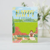 Personalisierte Niedliche Cat-tage Picnic Birthday (Stehend Vorderseite)