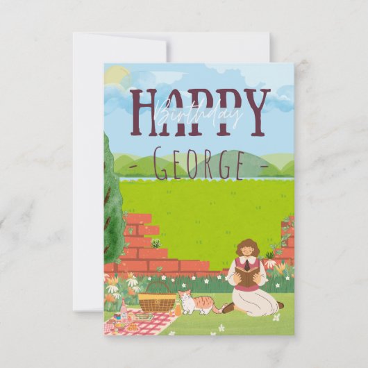 Personalisierte Niedliche Cat-tage Picnic Birthday (Vorderseite)