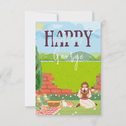 Personalisierte Niedliche Cat-tage Picnic Birthday (Vorderseite)